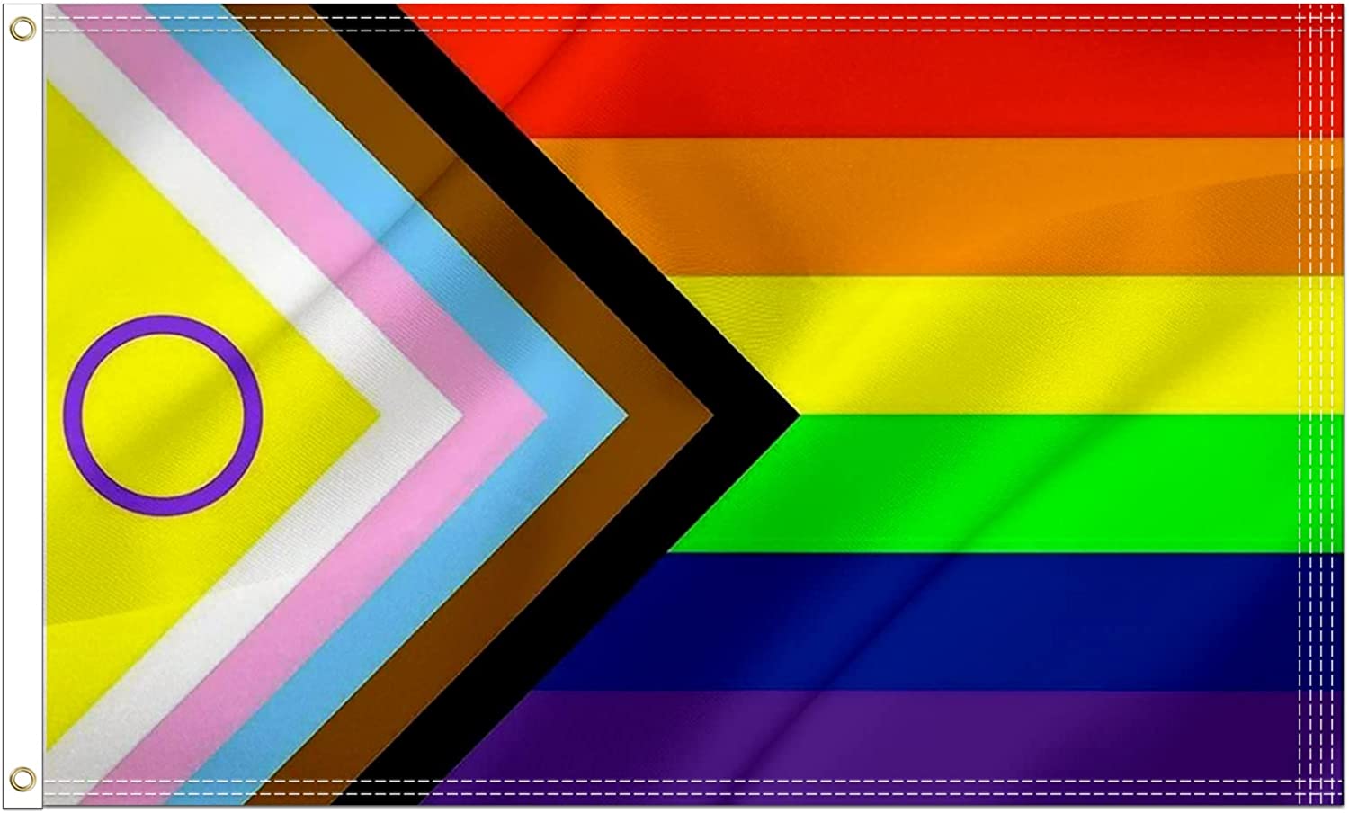 New Intersex Progress Pride Flag 3x5 Ft Lgbtq Rainbow Inclusive Intersexual Bisexual Flags